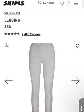 Skims Cotton Rib Leggings in Light Gray